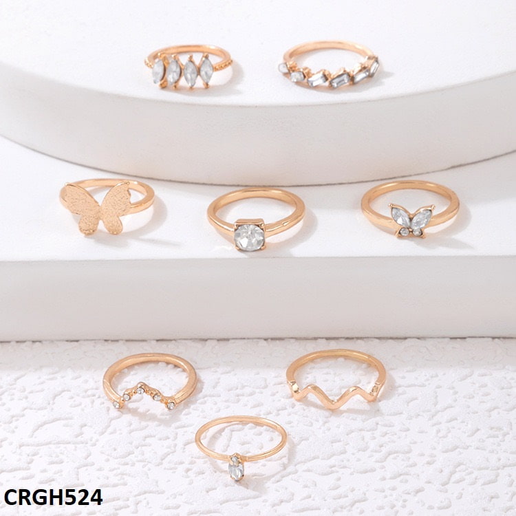 CRGH524 YYE Butterfly/V 8 Midi Rings CRGH TJ Wholesale