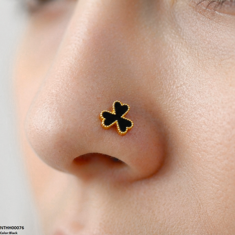NTHH00076 XAS Clover Flower Stainless Steel Nose Pin - NTHH