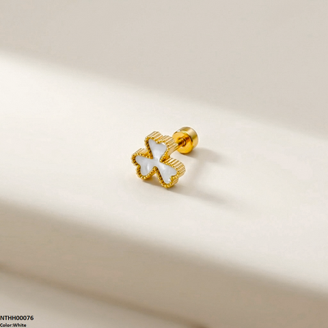 NTHH00076 XAS Clover Flower Stainless Steel Nose Pin - NTHH