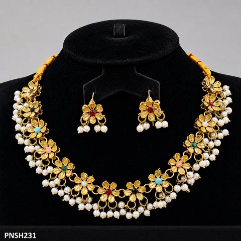 PNSH231 FRN Flower Necklace Set - PNSH