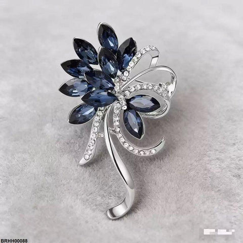 BRHH00088 XST Flower Marquise Stone Broach - BRHH