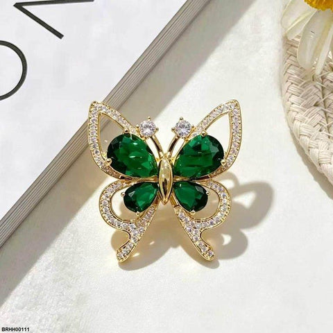 BRHH00111 XST Emerald Stone Butterfly Zircon Broach - BRHH