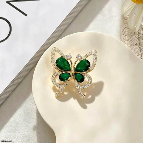 BRHH00111 XST Emerald Stone Butterfly Zircon Broach - BRHH