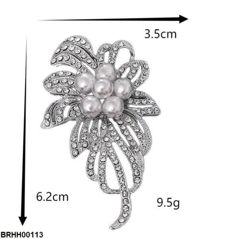 BRHH00113 XST Ribbon Pearl Zircon Broach - BRHH