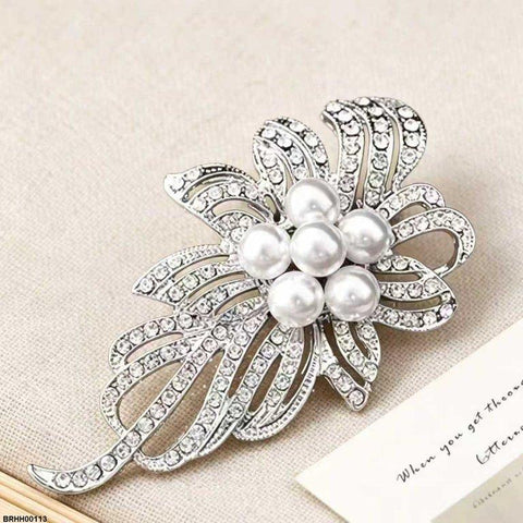 BRHH00113 XST Ribbon Pearl Zircon Broach - BRHH
