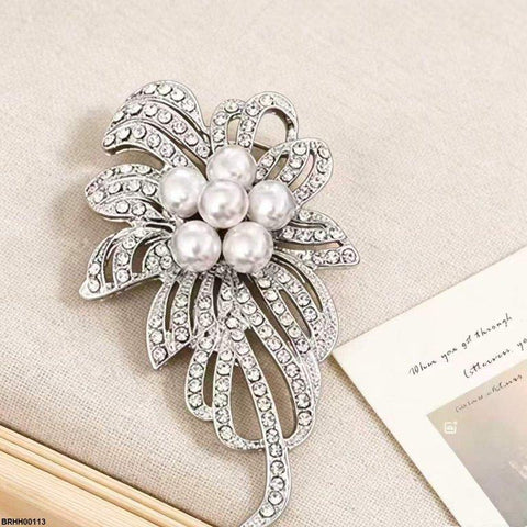 BRHH00113 XST Ribbon Pearl Zircon Broach - BRHH