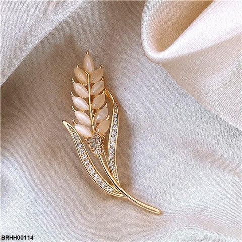 BRHH00114 XST Wheat Ear Zircon Broach - BRHH