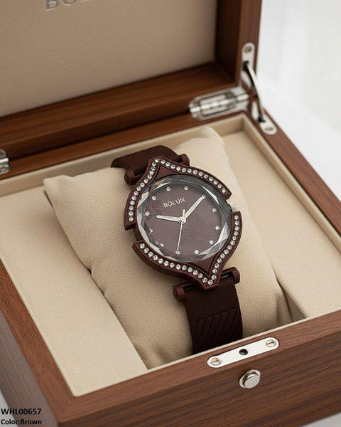 WHL00657 ZWA Round Rhinestone Bezel Women's Watch - WHL