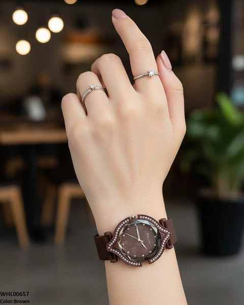 WHL00657 ZWA Round Rhinestone Bezel Women's Watch - WHL
