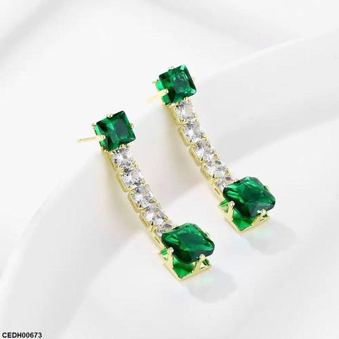 CEDH00673 WKO Square Stone Drop Earrings - CEDH