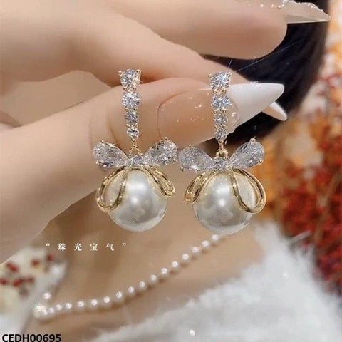 CEDH00695 LSH Bow Pearl Drop Earrings -CEDH