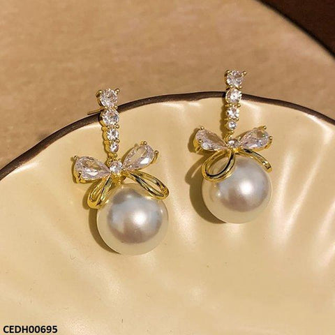 CEDH00695 LSH Bow Pearl Drop Earrings -CEDH