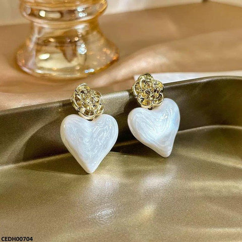 CEDH00704 LSH Flower Heart Drop Earrings - CEDH