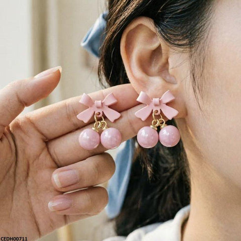CEDH00711  LSH Bow Pearl Drop Earrings Pair - CEDH