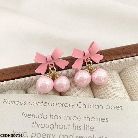 CEDH00711  LSH Bow Pearl Drop Earrings Pair - CEDH