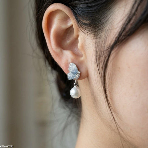 CEDH00751 ZHL Butterfly Pearl Drop Earrings - CEDH