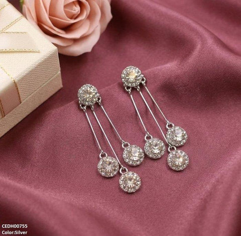 CEDH00755 ZHL Three Round Layeard Drop Earrings - CEDH