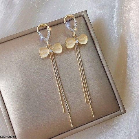 CEDH00758 ZHL Bow Layered Drop Earrings - CEDH