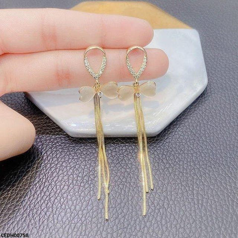 CEDH00758 ZHL Bow Layered Drop Earrings - CEDH