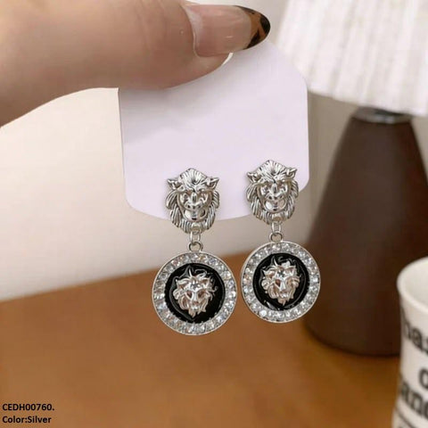 CEDH00760 ZHL Round Lion Drop Earrings - CEDH