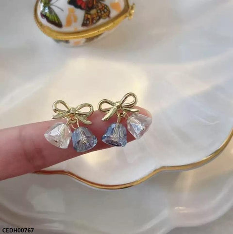 CEDH00767 QWN Bow Round  Drop Earrings - CEDH