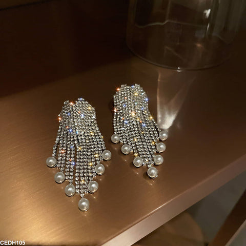CEDH105 YBJ Tassel Drop Pearl Earrings - CEDH