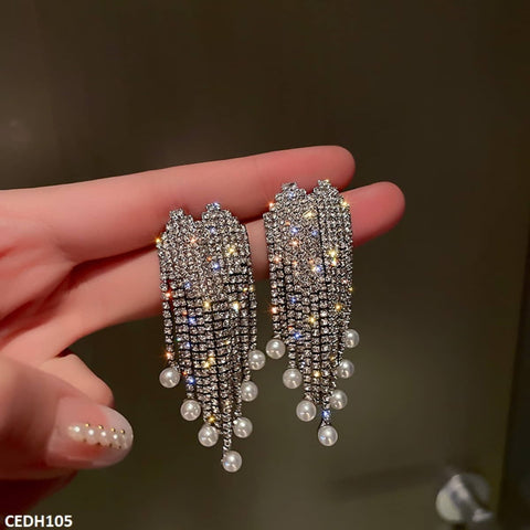 CEDH105 YBJ Tassel Drop Pearl Earrings - CEDH