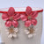 CEDH117 JMN Double Painted Flower Earrings Pair - CEDH