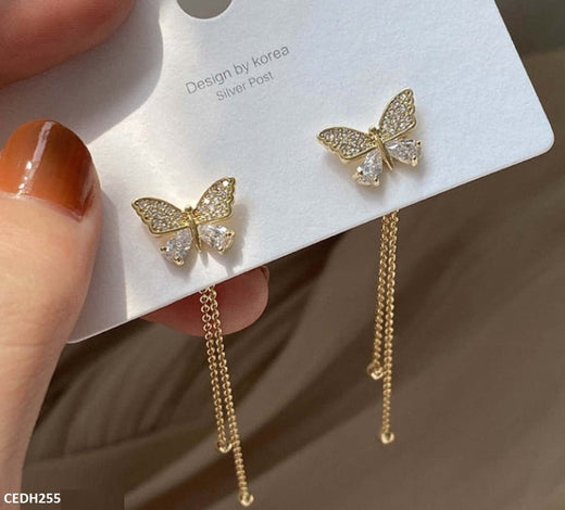 These CEDH255 LSH Butterfly Drop Earrings from TJ Wholesale Pakistan are perfect for adding a touch of elegance to any outfit. Made of fashionable and artificial jewelry, these fashion accessories are a must-have for any stylish wardrobe. Enhance your look with these beautiful butterfly earrings.