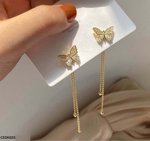 These CEDH255 LSH Butterfly Drop Earrings from TJ Wholesale Pakistan are perfect for adding a touch of elegance to any outfit. Made of fashionable and artificial jewelry, these fashion accessories are a must-have for any stylish wardrobe. Enhance your look with these beautiful butterfly earrings.