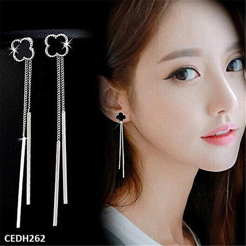 CEDH262 Flower Wind Chimes Drop Earrings Pair - CEDH