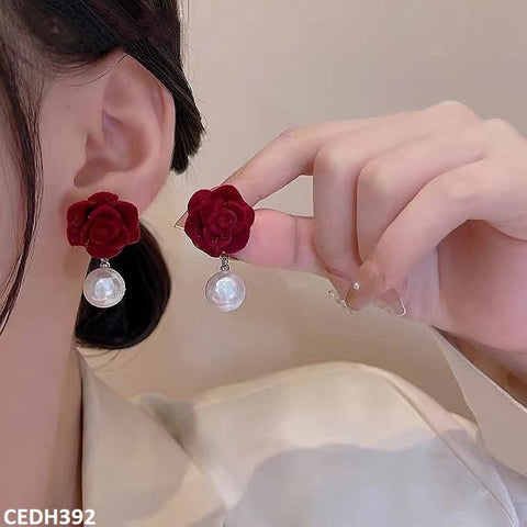 CEDH392 ZHL Flower/Pearl Drop Earrings Pair - CEDH