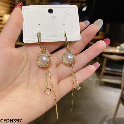CEDH397 ZHL Layered Pearl Drop Earrings Pair - CEDH
