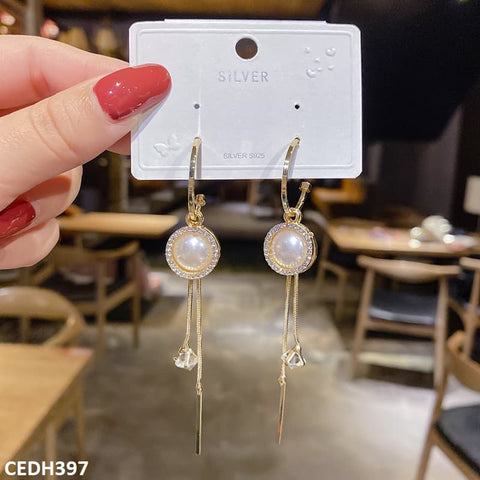 CEDH397 ZHL Layered Pearl Drop Earrings Pair - CEDH