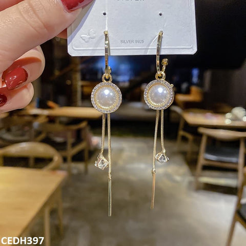 CEDH397 ZHL Layered Pearl Drop Earrings Pair - CEDH