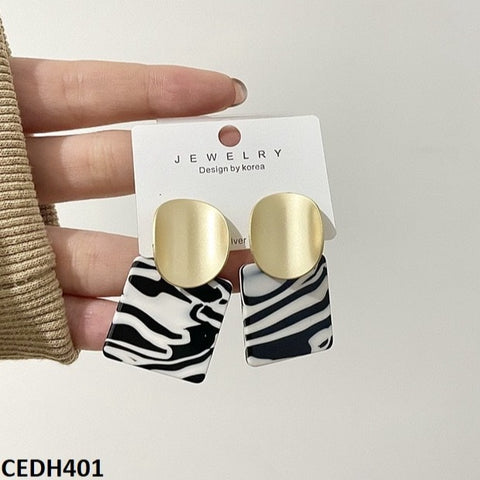 CEDH401 YHC Shaded Sqaure Drop Earrings Pair - CEDH