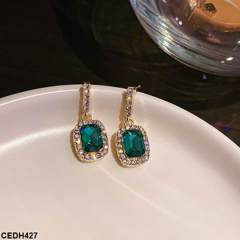 CEDH427 YQG Step Square Drop Earrings Pair - CEDH