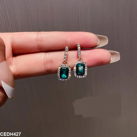 CEDH427 YQG Step Square Drop Earrings Pair - CEDH