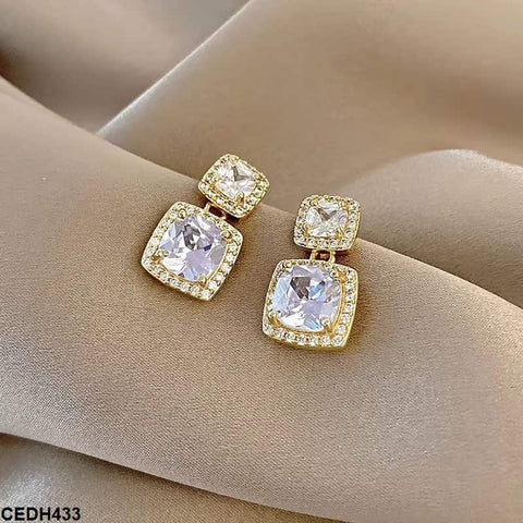 CEDH433 LSH Double Square Drop Earrings Pair - CEDH