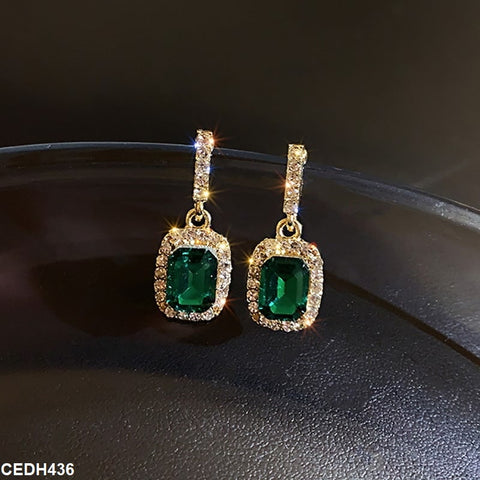 CEDH436 SIQ Step Square Ear Drop Pair - CEDH