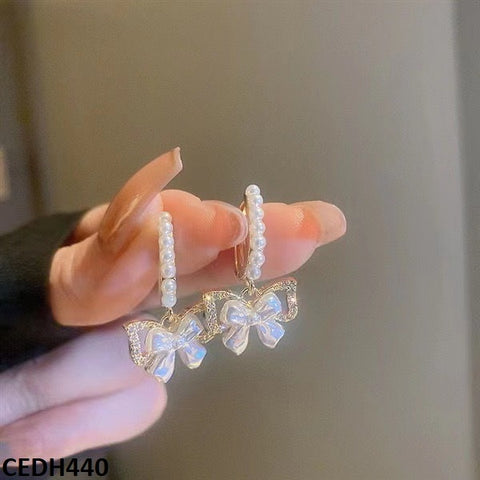 CEDH440 BTO Bow Drop Earrings Pair - CEDH