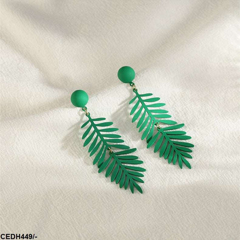 CEDH449 ZCD Grass Leaf Ear Drop Pair - CEDH