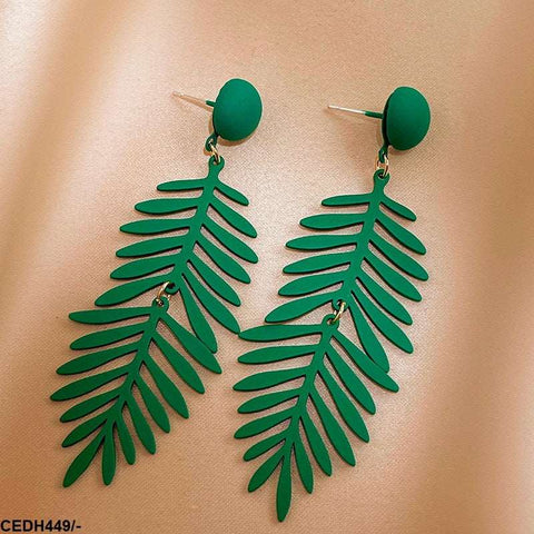 CEDH449 ZCD Grass Leaf Ear Drop Pair - CEDH