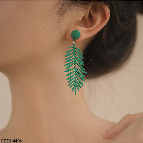CEDH449 ZCD Grass Leaf Ear Drop Pair - CEDH