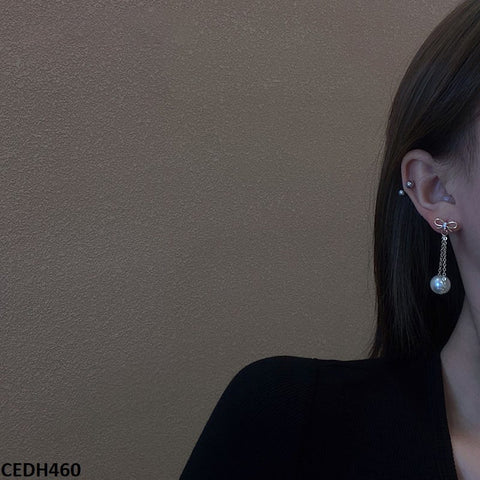 CEDH460 YQG Bow Pearl Drop Earrings Pair - CEDH