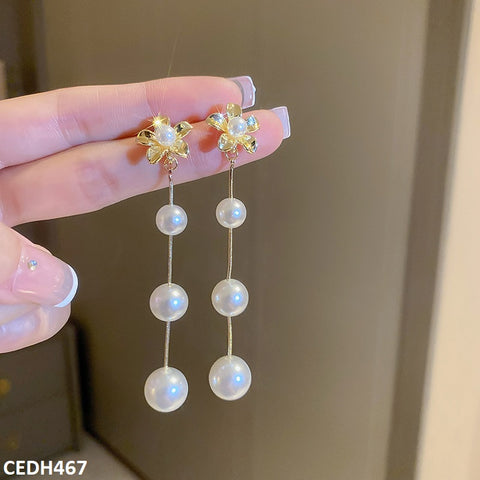CEDH467 YYZ Flower/Pearl Drop Earrings Pair - CEDH