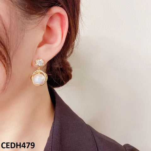 CEDH479 BTO Circle Layered Drop Earrings - CEDH