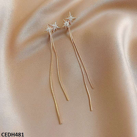 CEDH481 SGC Star With Chain Drop Earrings - CEDH