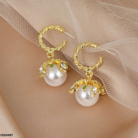 CEDH497 JMN Covered  Pearl  Drop Earrings - CEDH