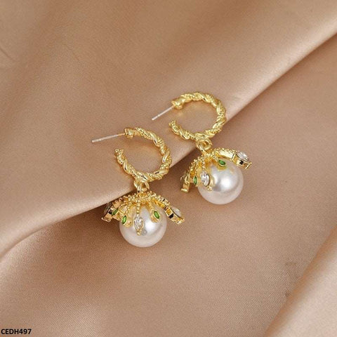 CEDH497 JMN Covered  Pearl  Drop Earrings - CEDH